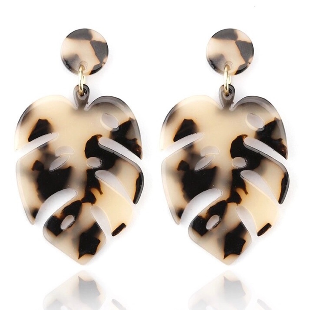 Monstera Leaf Acrylic Earrings